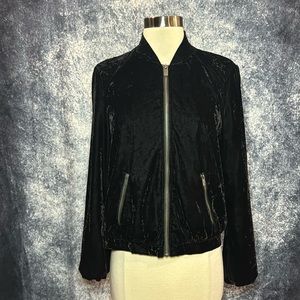 Splendid black crushed velvet bomber jacket